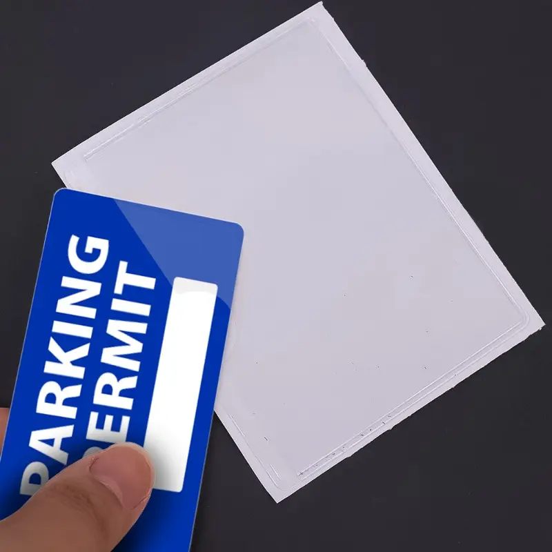 Self Adhesive Clips Windshore Glass Ticket Clear Windshield Parking Permit Label Cover Bag Card Holder Auto Interior Accessories