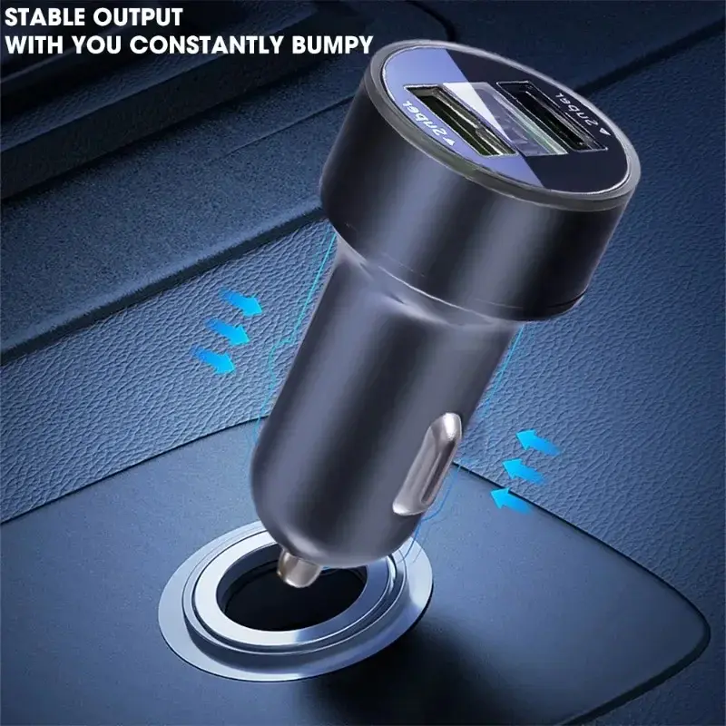 240W Car Charger 2 USB Ports Fast Charging for IPhone Samsung Xiaomi Quick Charging Adapter with Digital Display Car Chargers