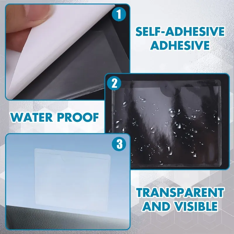 Self Adhesive Clips Windshore Glass Ticket Clear Windshield Parking Permit Label Cover Bag Card Holder Auto Interior Accessories