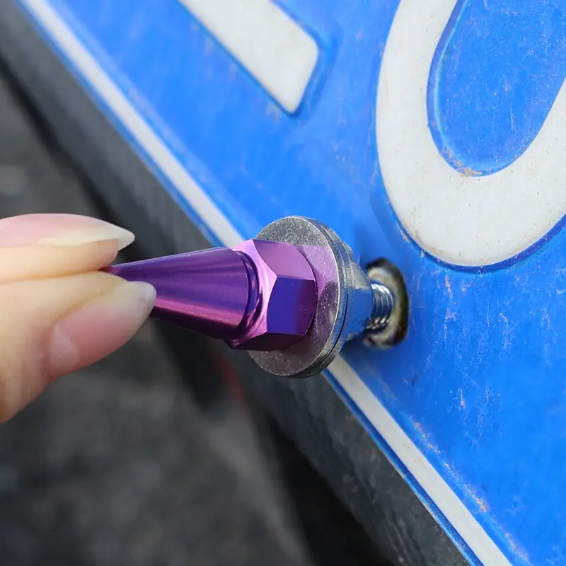 Universal Car Motorcycle Licence Plate Mounting Screws M6 Aluminium Alloy Pointed Coloured Screws Nuts Kit Auto Accessories