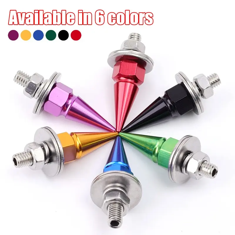 Universal Car Motorcycle Licence Plate Mounting Screws M6 Aluminium Alloy Pointed Coloured Screws Nuts Kit Auto Accessories