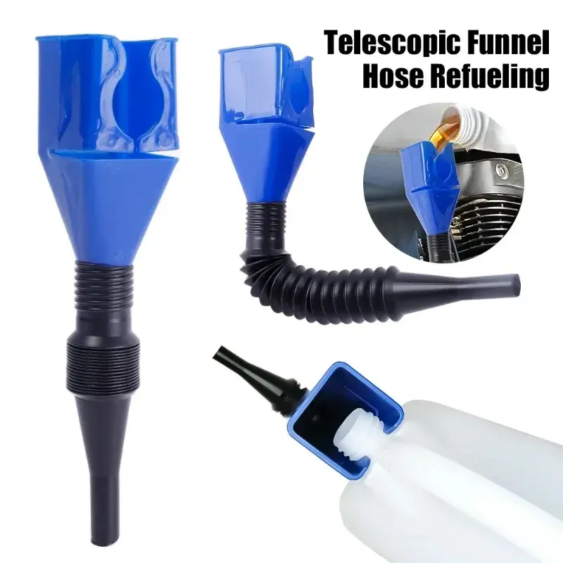 Car Folding Telescopic Hose Refueling Funnel Engine Oil Funnel Tool Car Motorcycle Oil Filling Equipment Tools Auto Accessories