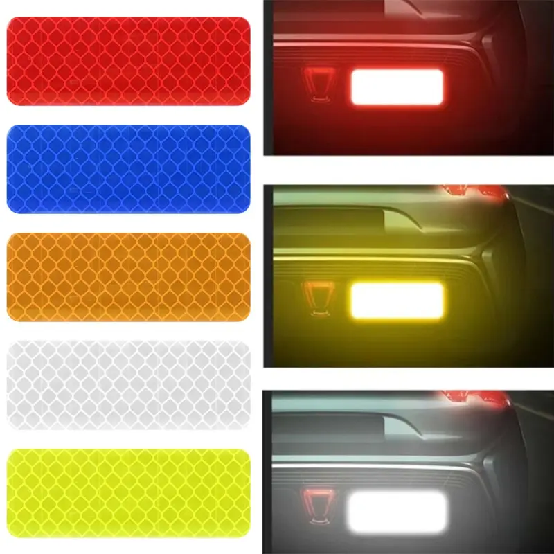 10Pcs Colorful Car Reflective Stickers Secure Reflective Warning Strips Tape Sticker Waterproof Decals Auto Exterior Accessories