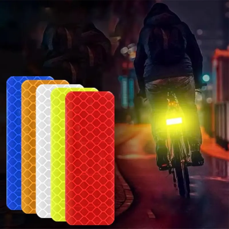 10Pcs Colorful Car Reflective Stickers Secure Reflective Warning Strips Tape Sticker Waterproof Decals Auto Exterior Accessories