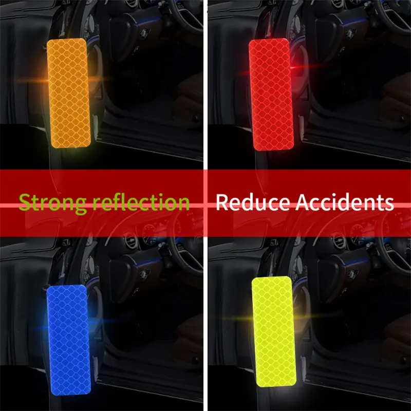 10Pcs Colorful Car Reflective Stickers Secure Reflective Warning Strips Tape Sticker Waterproof Decals Auto Exterior Accessories