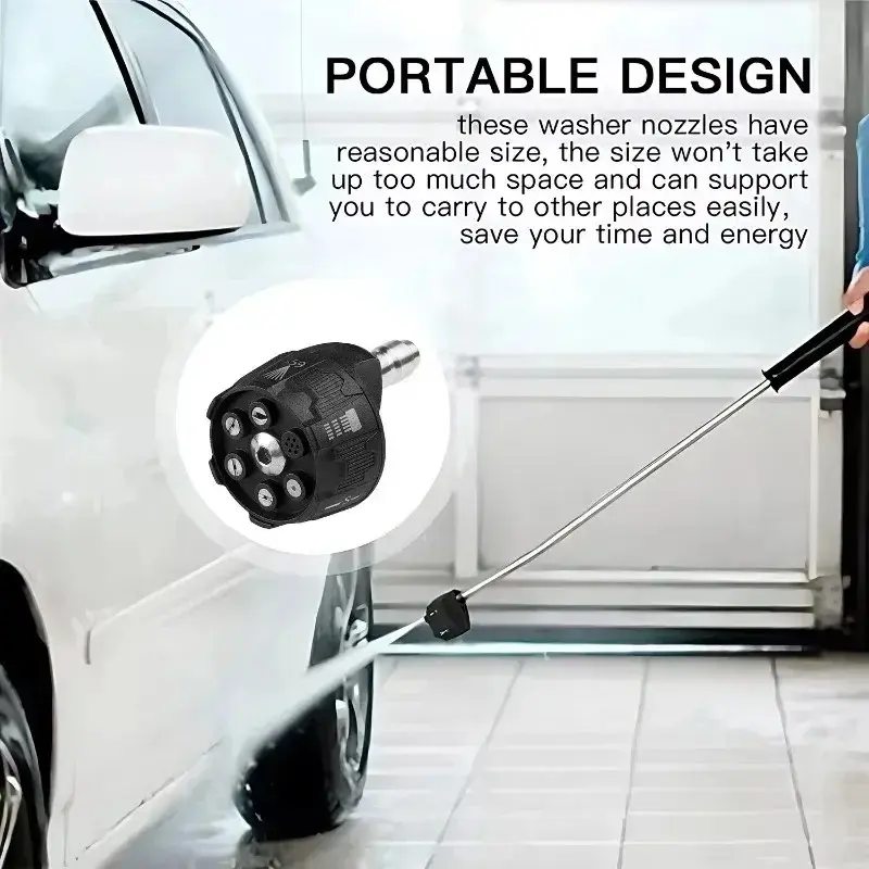 Universal  New Black And Green Multi-function 6 in 1 Car Wash Nozzle High Cleaner Gun Water Pressure Cordless Washer Parts