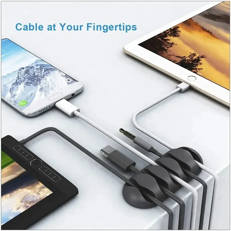 Cable Clip Adhesive Silicone Cable Holders Organizer Desk Cable Management Clips Wire Cord Holder In Office Home Car