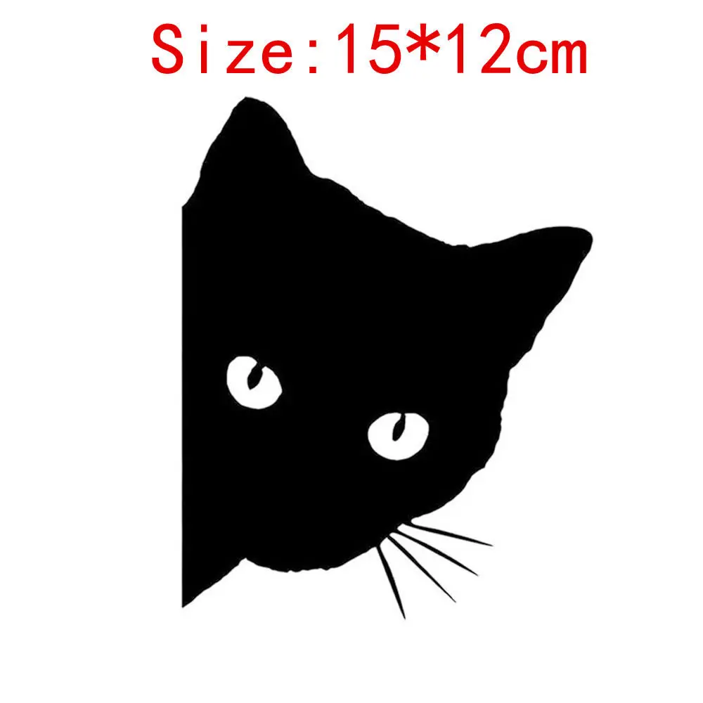 Car Black Cat Peeking Stickers Funny Vinyl Decal Car Sticker Decoration Decals 15*12cm 1/2pcs