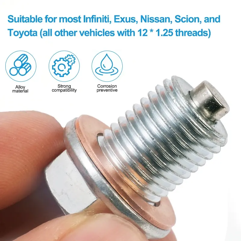 M14*1.5 Car Engine Oil Pan Oil Drain Plug Magnetic Extended Oil Drain Screw Gasket Auto Replacement Parts For Honda Volkswagen