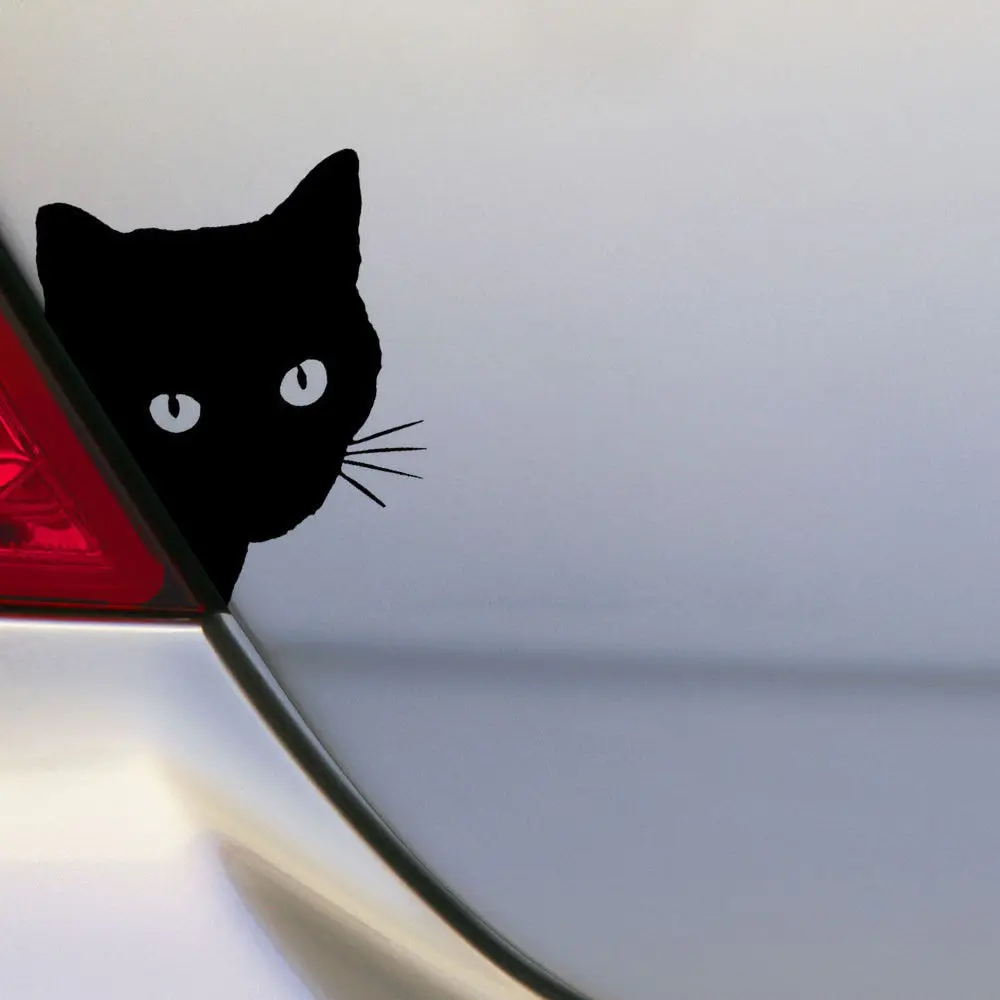 Car Black Cat Peeking Stickers Funny Vinyl Decal Car Sticker Decoration Decals 15*12cm 1/2pcs