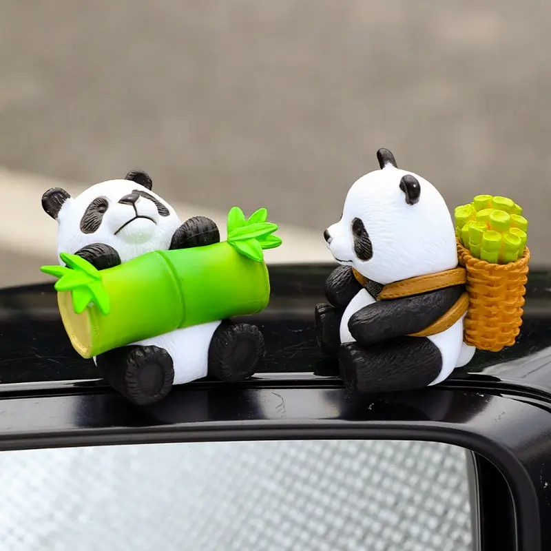 New Interesting Car Ornament Cute Little Panda Figurine Auto Centre Console Dashboard Decoration Micro Landscape DIY Accessories