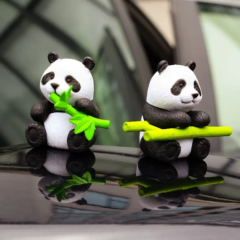 New Interesting Car Ornament Cute Little Panda Figurine Auto Centre Console Dashboard Decoration Micro Landscape DIY Accessories