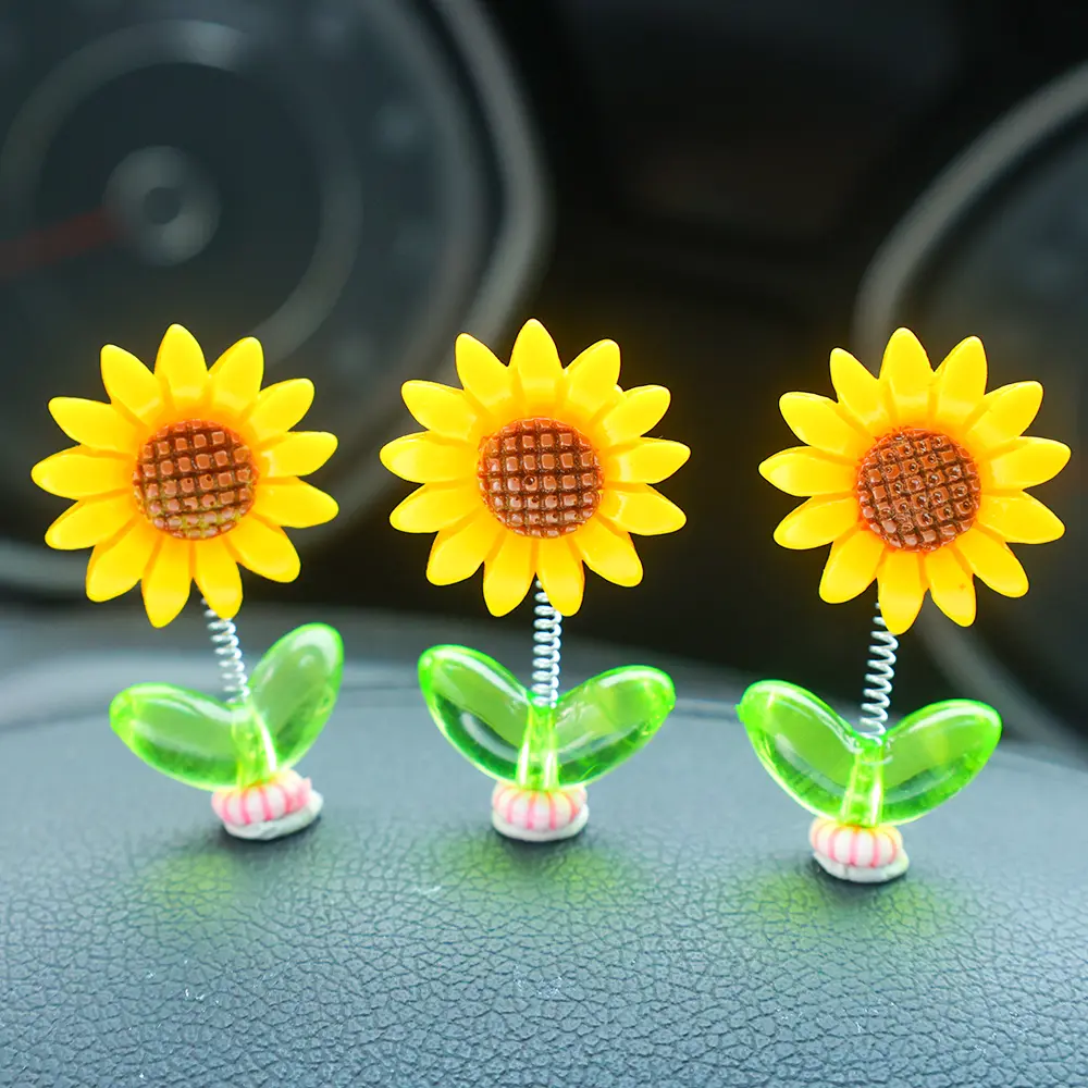 Cute Fresh Sunflower Car Ornament Bike Motorcycle Bicycle Decorations Car Interior Dash Air Outlet Decorations Accessories