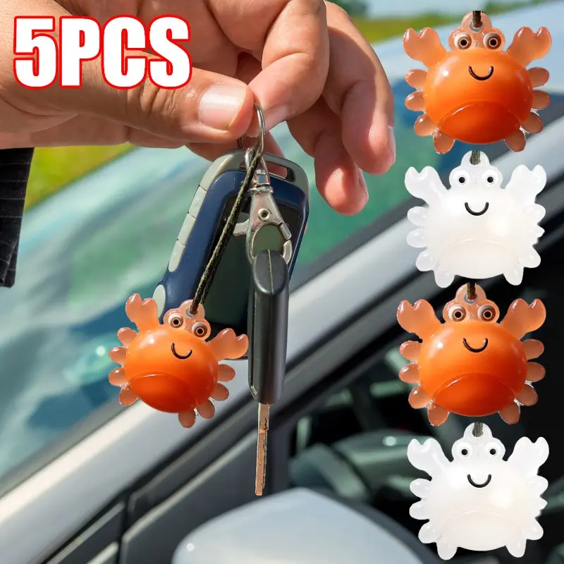 1/5PCS UV Color Changing Crab Car Pendants with Lanyard Rearview Mirror Keychains Bags Ornaments Cars Interior Decor Accessories