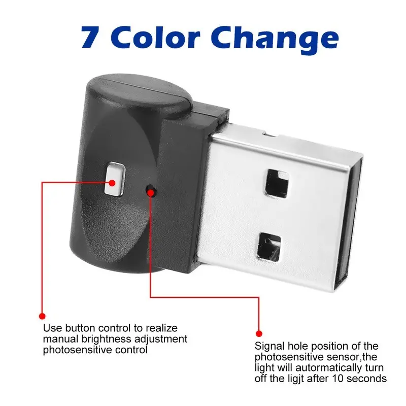 Mini USB LED Night Atmosphere Lights Plug-In 5V Lamps Ambient Lighting Interior Home Decoration for Auto Car Desktop Wall