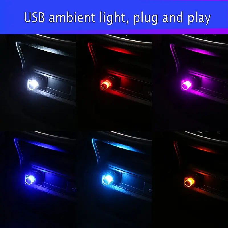 Car Mini USB LED Atmosphere Lights Decorative Lamp Car Ambient Light Neon Auto Interior Led Decoration Car Accessories Gadget