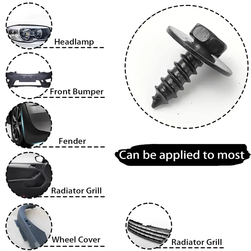 10-30pcs Self-tapping Screws Fasteners Car Bumper Cover Engine Shields Splash Guard Bolt Retainer Car Fender Liner Cover Screw