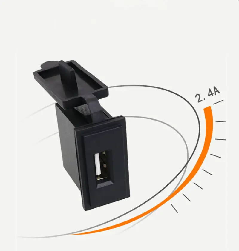 12V/24V Single USB Car Charger Socket 5V 2.4A Power Adapter Waterproof    Square Shape for Motorcycle RV Boat Ship Charger
