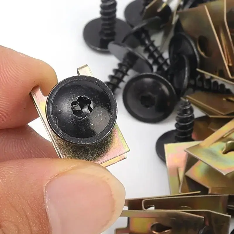 Car Screws Base U Clips Modification Fasteners Metal Fender Bumper Protection Engine Shield Guard Clip Auto Interior Accessories