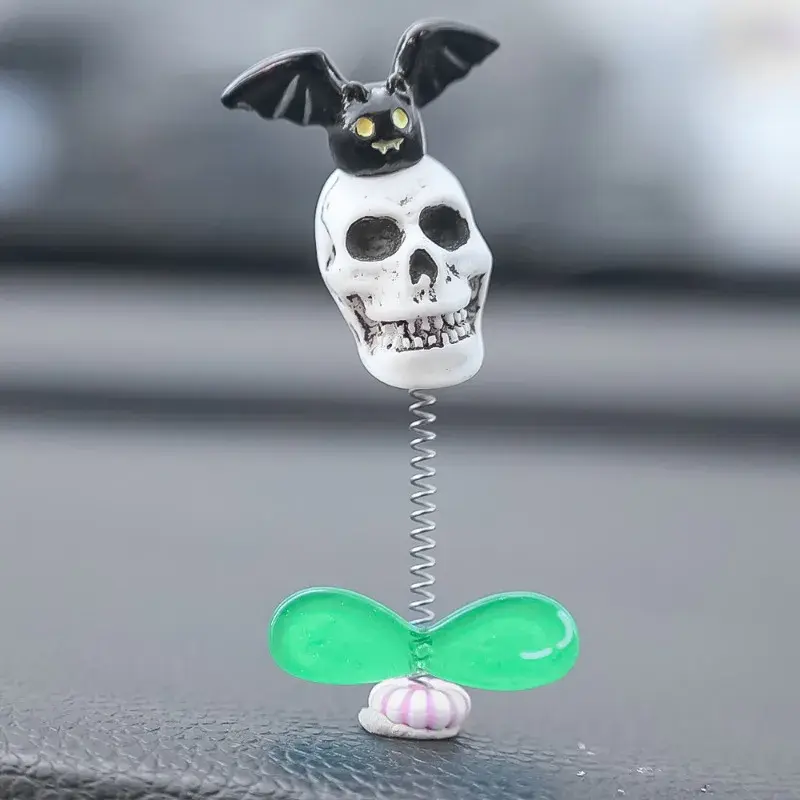 1-10pcs New Car Bobble Head Skull Ornament Auto Centre Console Dashboard Interesting Decoration Parts Halloween Festival Gift