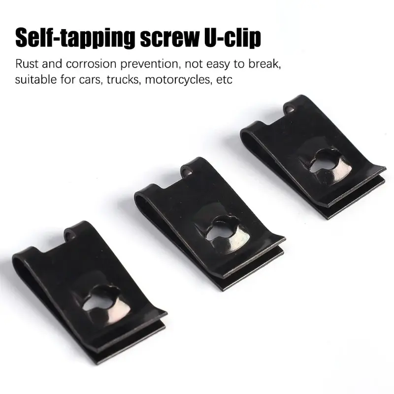 Car Screw Base U-Shaped Clip Car Modification Fastener Metal Fender Bumper Protection Clip Car Interior Accessories