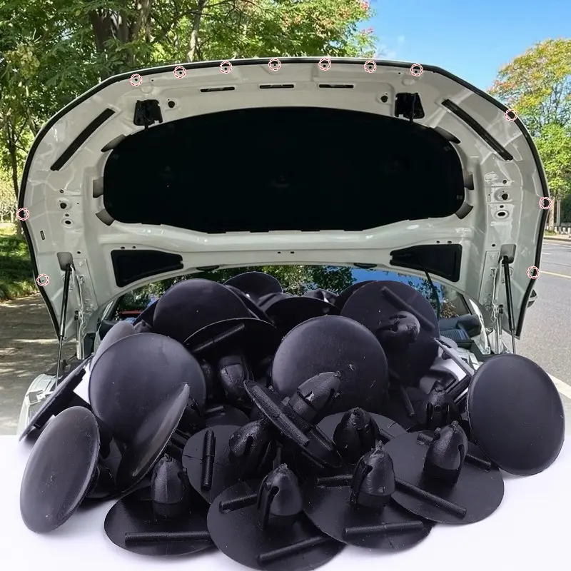 20-100PCS Car Bonnet Thermal Cushion Snap Clips Black Plastic Clip Auto Fasteners Rivet Fixer Suitable for Toyota 90467-09050