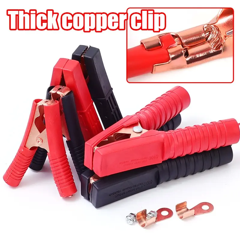 Car Battery Crocodile Clip Thickened Spring Pure Copper Battery Electric Wire Connector Positive and Negative Connection Clips