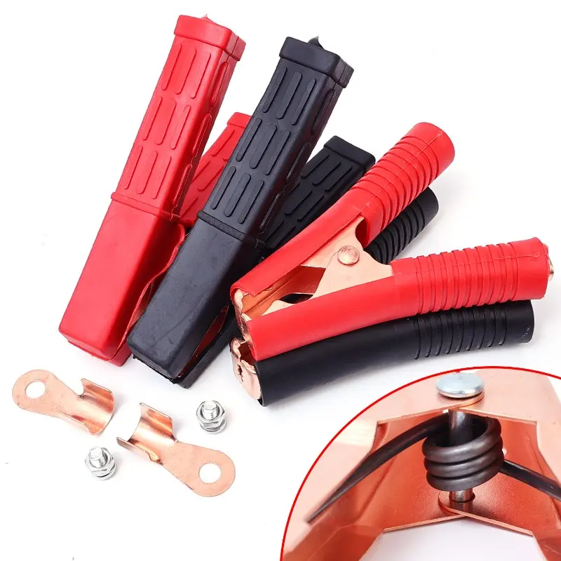 Car Battery Crocodile Clip Thickened Spring Pure Copper Battery Electric Wire Connector Positive and Negative Connection Clips