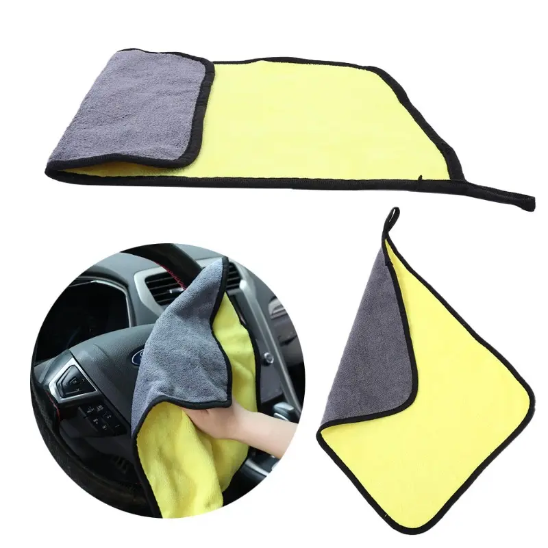 1/2/3PCS Car Cleaning Yellow Double Side Use Towels Car Washing Drying Cloth Hemming Microfiber Auto Detailing Accessories