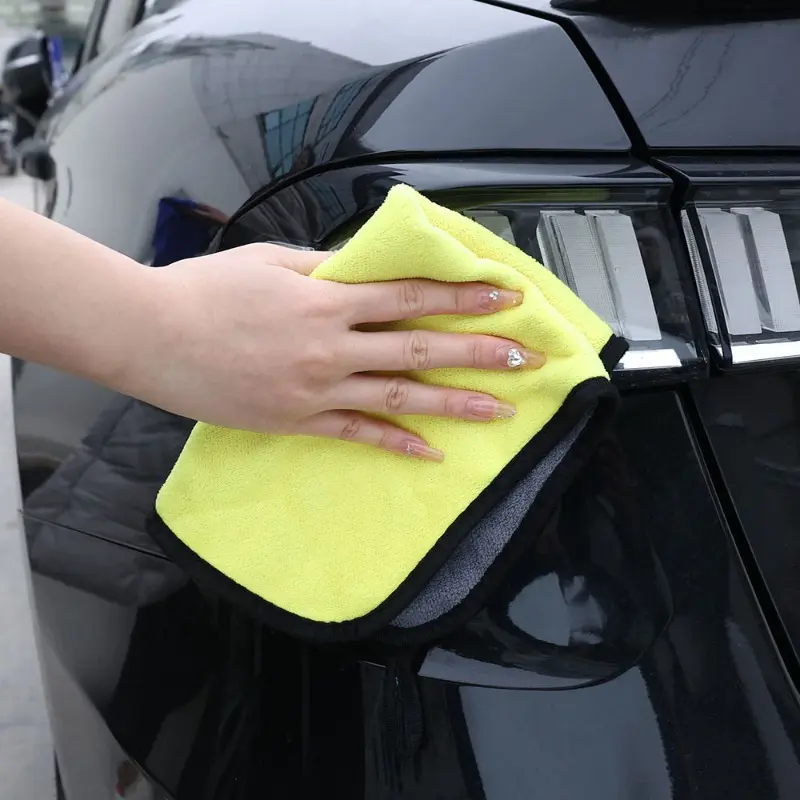 1/2/3PCS Car Cleaning Yellow Double Side Use Towels Car Washing Drying Cloth Hemming Microfiber Auto Detailing Accessories