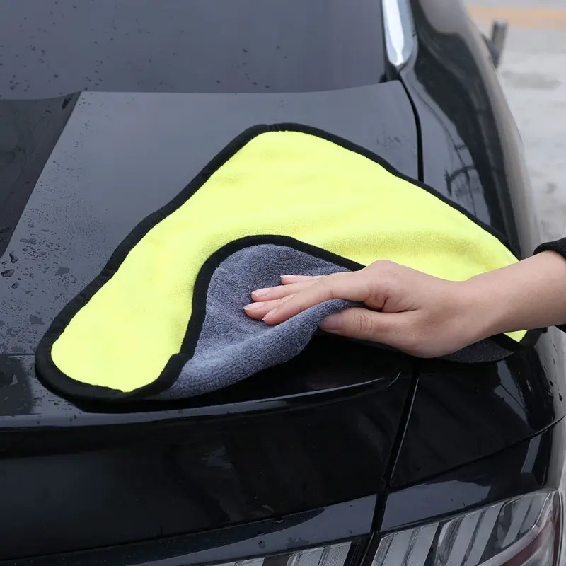 1/2/3PCS Car Cleaning Yellow Double Side Use Towels Car Washing Drying Cloth Hemming Microfiber Auto Detailing Accessories