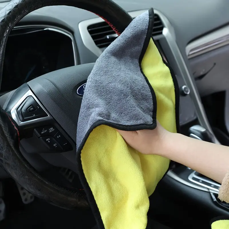1/2/3PCS Car Cleaning Yellow Double Side Use Towels Car Washing Drying Cloth Hemming Microfiber Auto Detailing Accessories
