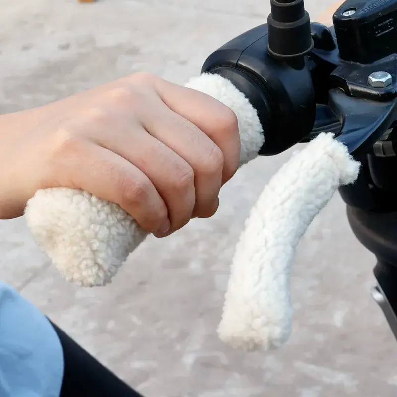 Winter Motorcycle Handlebar Sleeve Hand Warmer Protection Cover Plush  Brake Handle Plush Gloves
