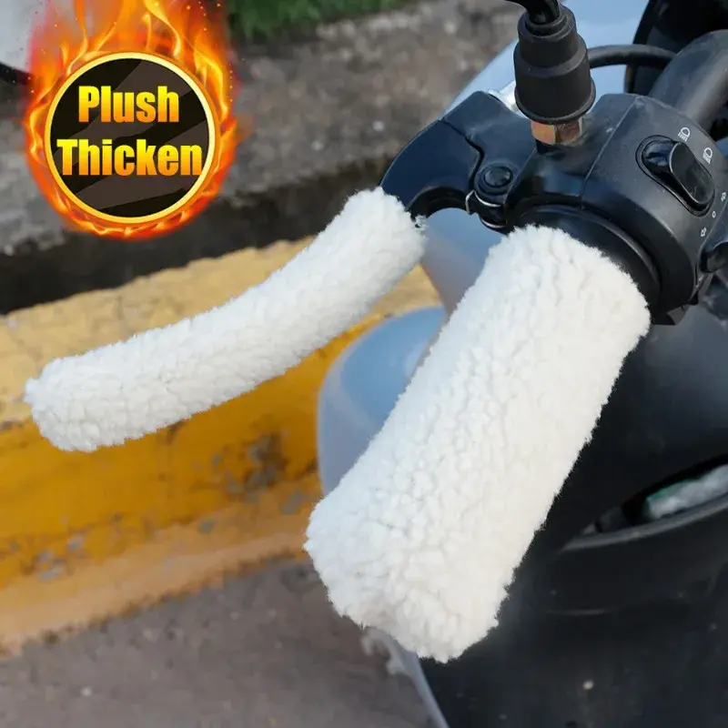 Winter Motorcycle Handlebar Sleeve Hand Warmer Protection Cover Plush  Brake Handle Plush Gloves