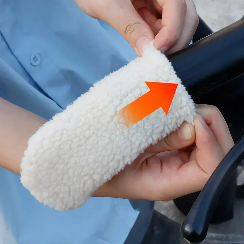 Winter Motorcycle Handlebar Sleeve Hand Warmer Protection Cover Plush  Brake Handle Plush Gloves