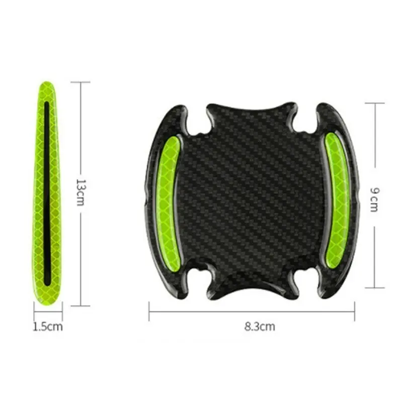 8pcs Car Door Handle Sticker Warning Mark Tape Reflective Sticker High Sign Safety Light Reflector Strip Anti-collision Decals