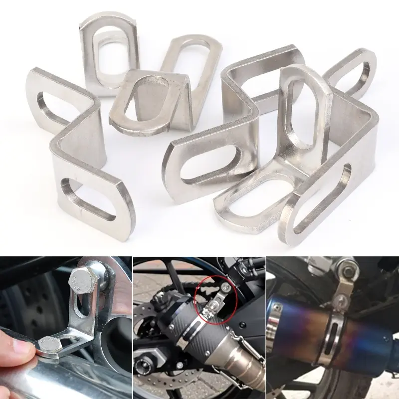 Universal Motorcycle Exhaust Pipe Bracket Z/L Shape Stainless Steel Fixed Stand Exhaust Pipe Support Frame Motorbike Accessories