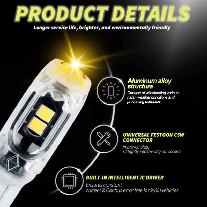 T10 2835 3030 5SMD Width Indicator Light High Brightness Car Strobe Light for Taillights Trunk/reading Lamp License Plate Lights