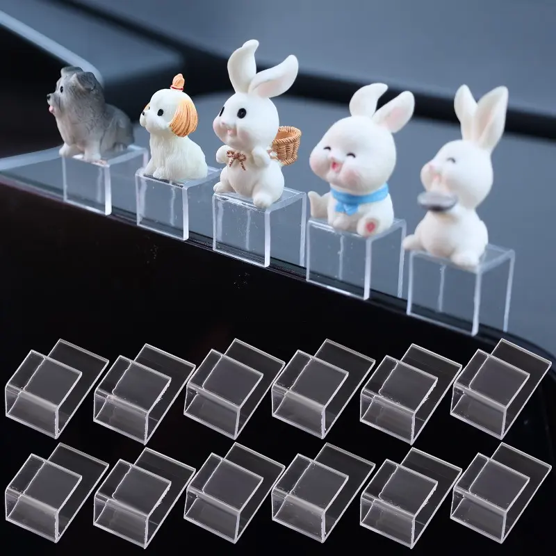 10pcs Car Toy Transparent Display Case Model Acrylic Holder Auto Ornaments Computer Screen Small Bracket  Fixed Decorations
