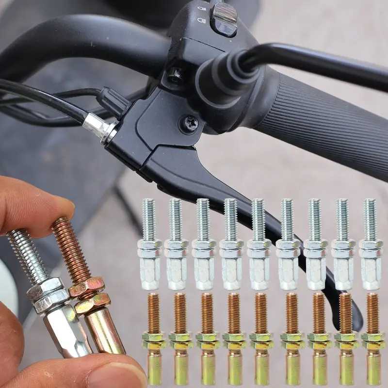 10pcs M6 Universal Motorcycle Kart ATV Throttle Cable Adjuster Screw Clutch Cable Adjusting Screws Metal Replacement Parts
