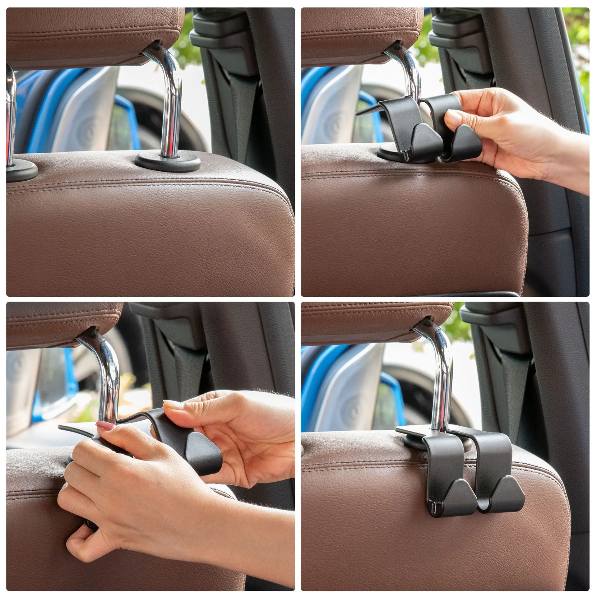 Car Seat Back Hook Hanger Headrest Mount Storage Holder Duarable Bearing 20kg for Car Bag pouch Clothes Hanging Hooks