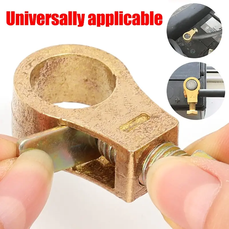 1 Pair Metal Battery Connection Clips Car Battery Stake Head Connector Battery Positive Negative Wiring Terminal Auto Parts
