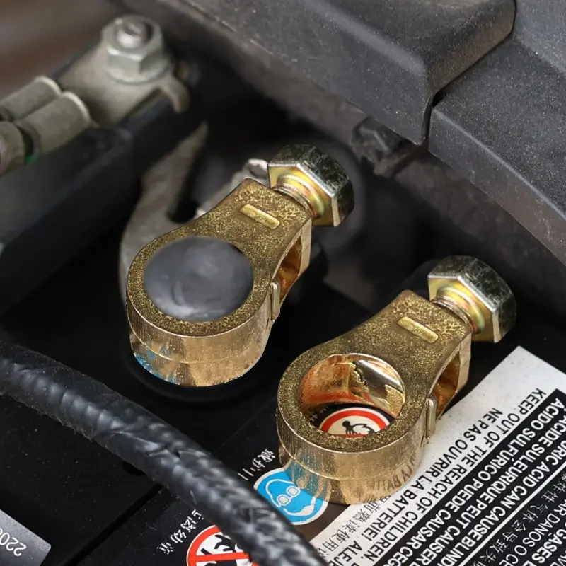 1 Pair Metal Battery Connection Clips Car Battery Stake Head Connector Battery Positive Negative Wiring Terminal Auto Parts