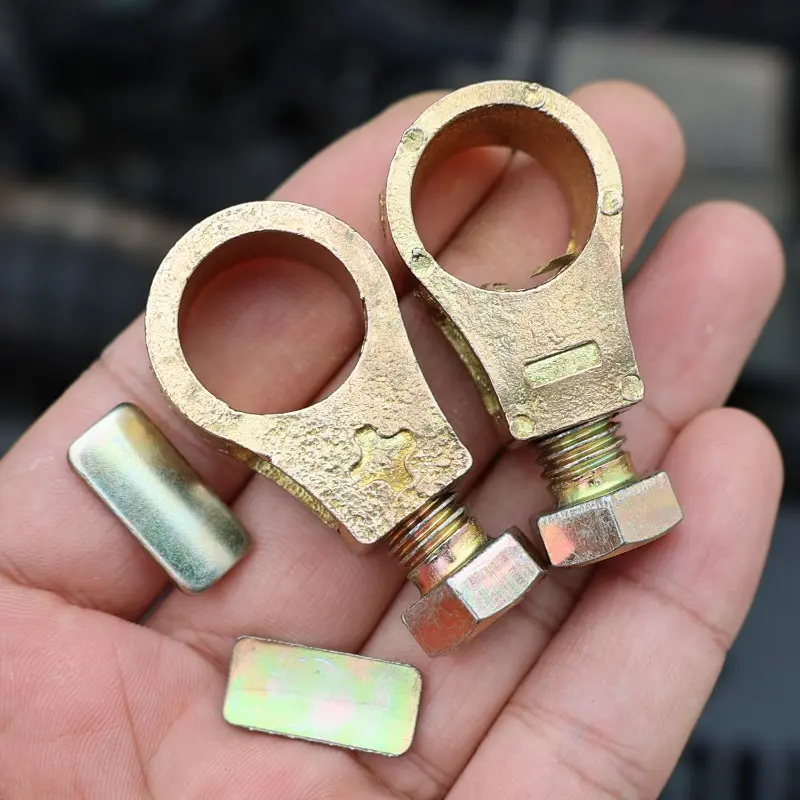 1 Pair Metal Battery Connection Clips Car Battery Stake Head Connector Battery Positive Negative Wiring Terminal Auto Parts