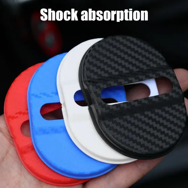 4/8pcs Universal Car Door Latch Carbon Fibre Protective Cover Cars Door Lock Rustproof Shock Absorbing Buffer Cushion Auto Parts