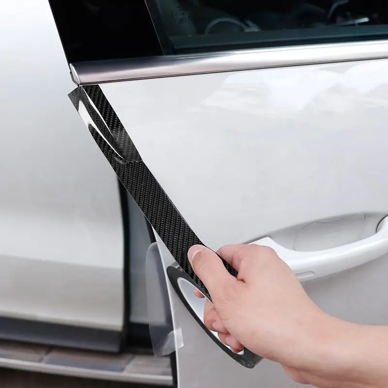 3/5m Carbon Fiber Car Sticker Car Door Trunk Protective Strip Auto Door Threshold Side Anti Scratch Tape Waterproof Decal Film