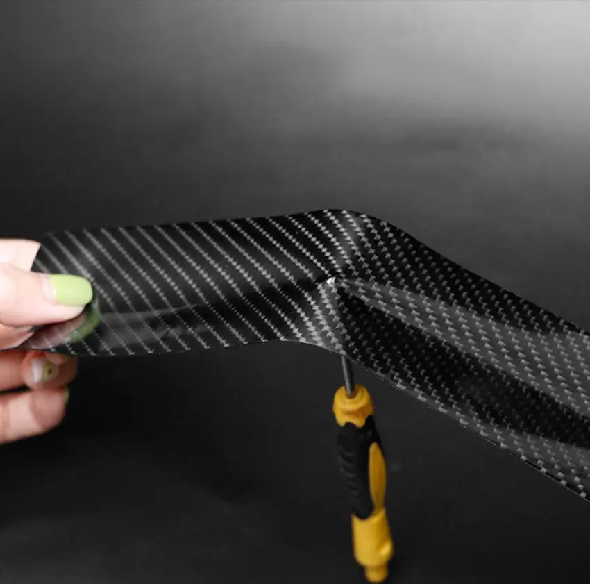 3/5m Carbon Fiber Car Sticker Car Door Trunk Protective Strip Auto Door Threshold Side Anti Scratch Tape Waterproof Decal Film
