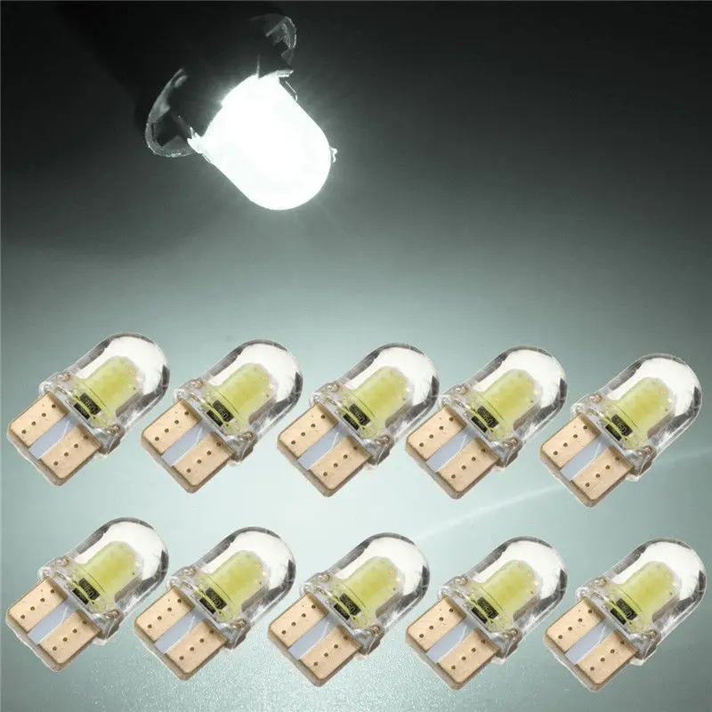 10pcs Car Interior Lamps T10 194 168 W5W COB 4 SMD LED CANBUS Silica Bright White Clearance License Light Bulbs Car Lights
