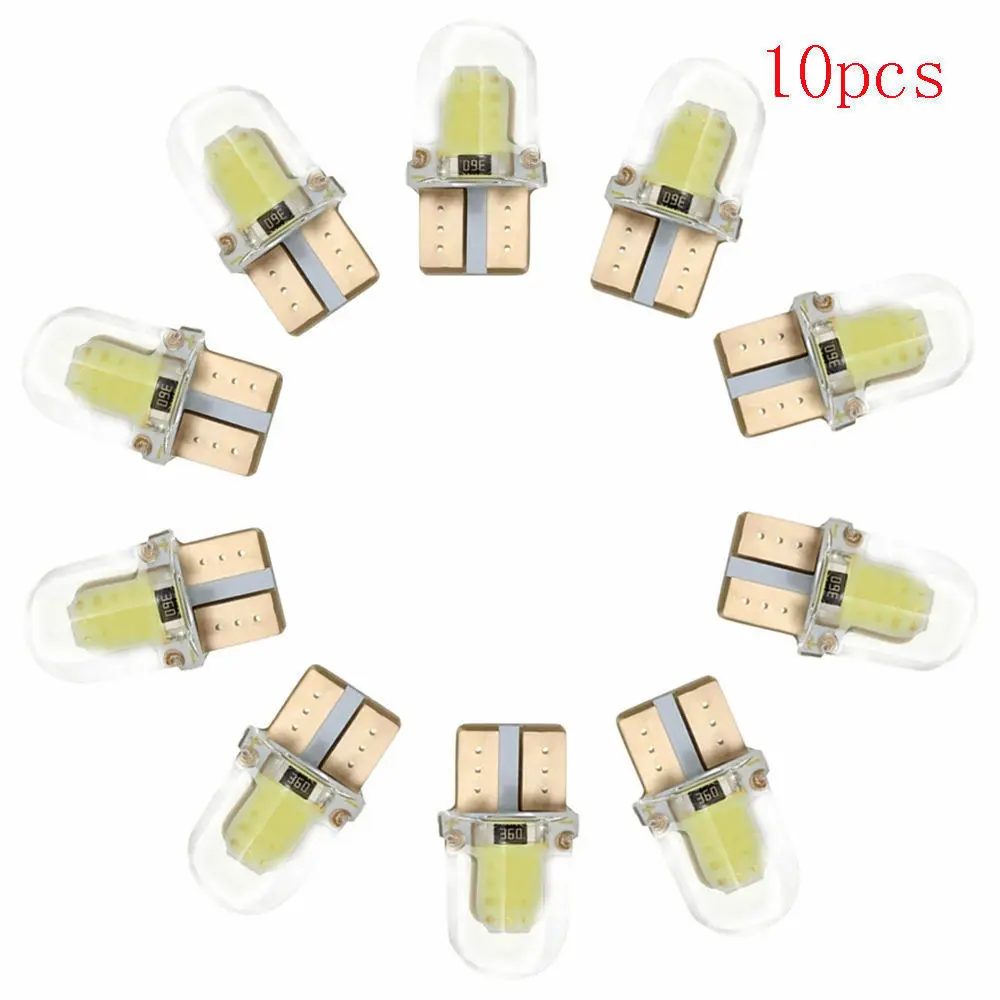 10pcs Car Interior Lamps T10 194 168 W5W COB 4 SMD LED CANBUS Silica Bright White Clearance License Light Bulbs Car Lights