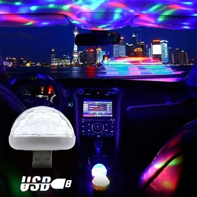 Car Led Lights Decorative Lamp Romantic LED Car Roof Star Night Light DJ RGB Music Sound Atmosphere Light Interior Decor Light